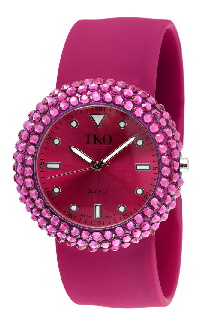 TKO Crystal Slapper with Silicone Band - Fuchsia