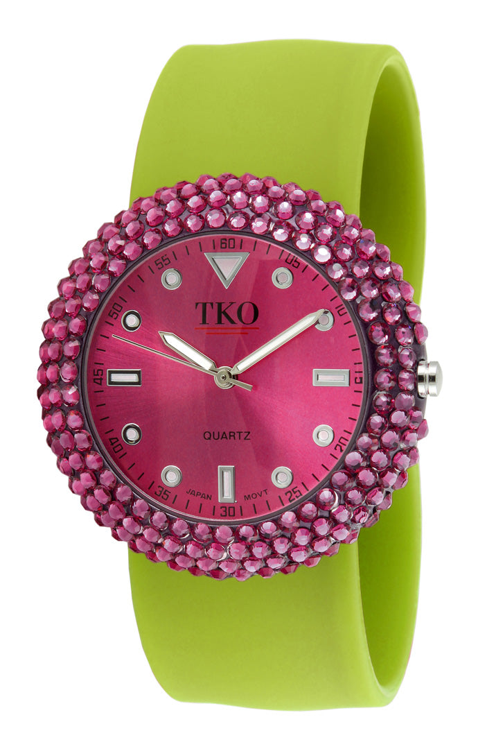 TKO Crystal Slapper with Silicone Band - Fuchsia/Green