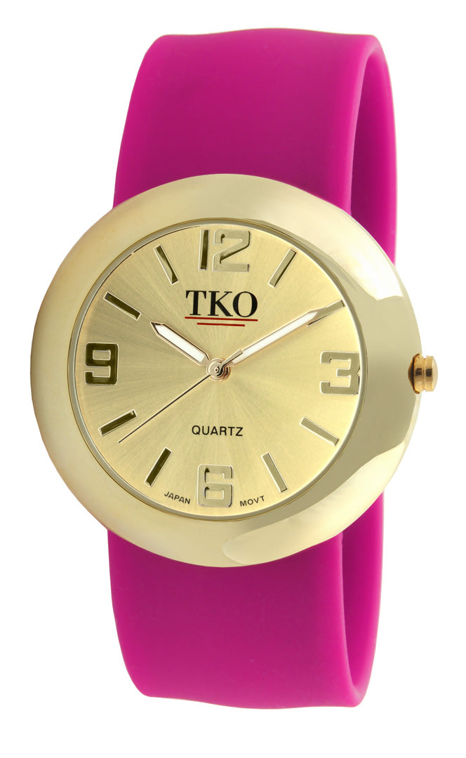 TKO Metal Slapper with Silicone Band - Gold/Fuchsia