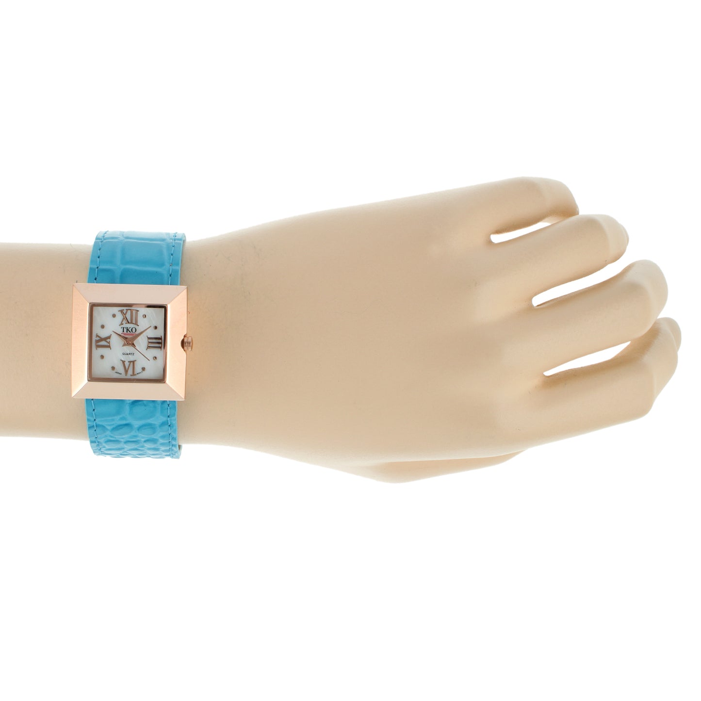 TKO Metal Slapper with Leather Band - Rose Gold/Blue