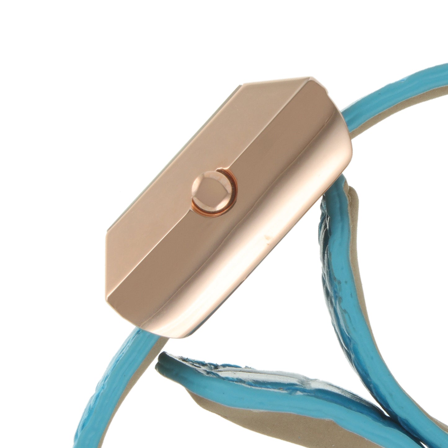 TKO Metal Slapper with Leather Band - Rose Gold/Blue