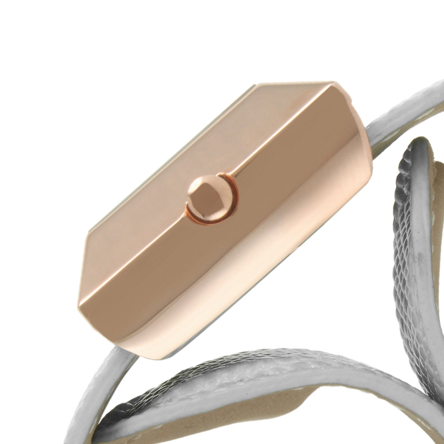 TKO Metal Slapper with Leather Band - Rose Gold/White