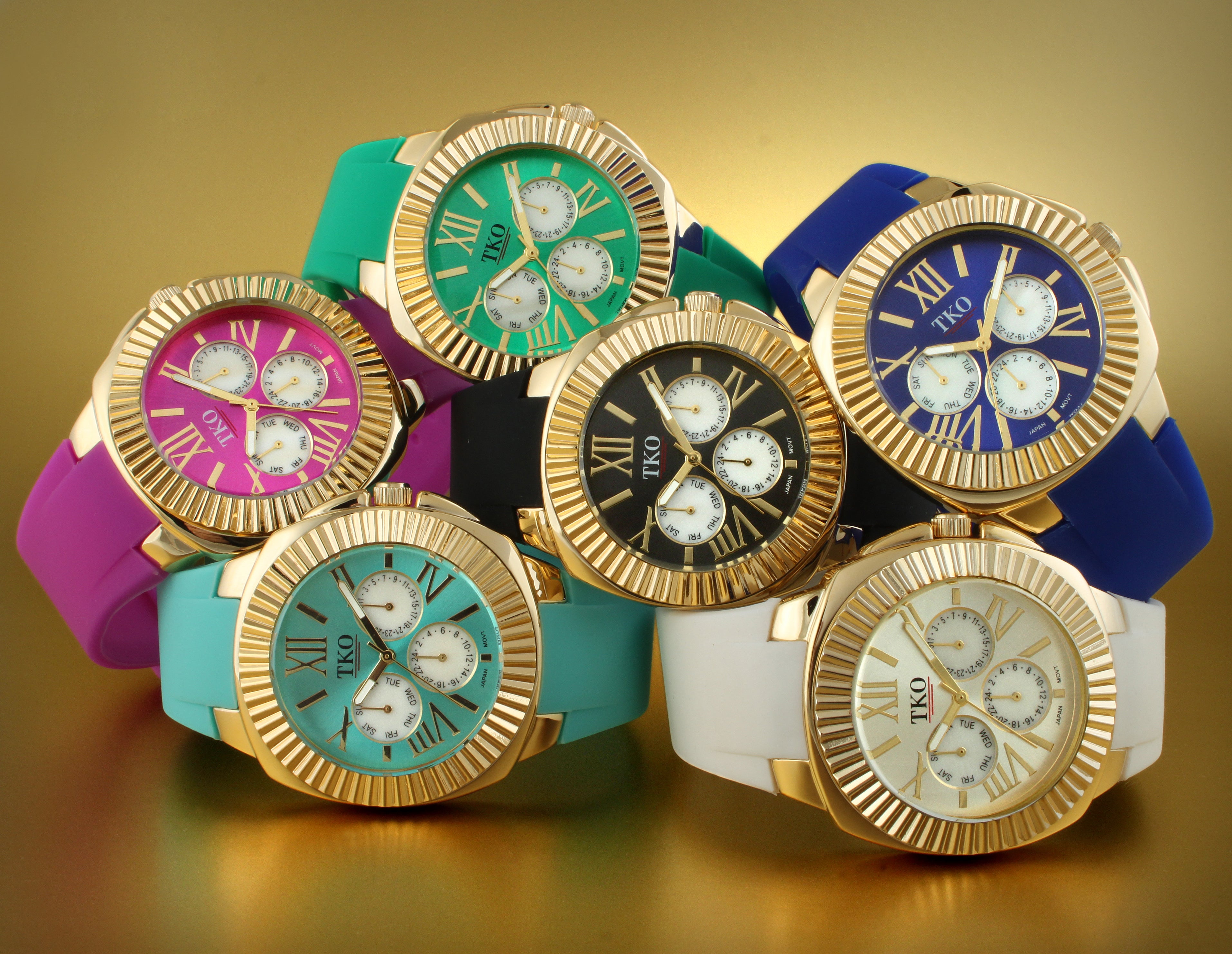 Multi-Function Dial Watches with Silicone Rubber Bands in many colors ...