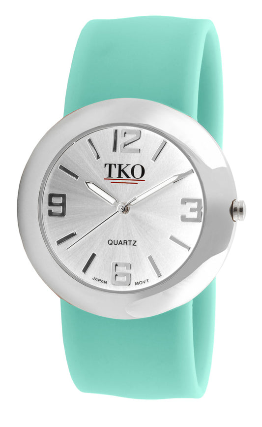 TKO Metal Slapper with Silicone Band - Silver/Turquoise