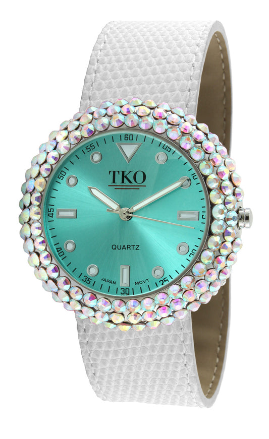 TKO Crystal Slapper with Leather Band - Turquoise/White