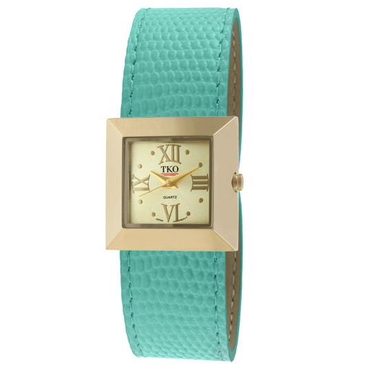 TKO Metal Slapper with Leather Band - Gold/Turquoise