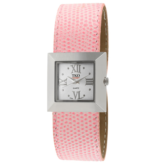 TKO Metal Slapper with Leather Band - Silver/Pink